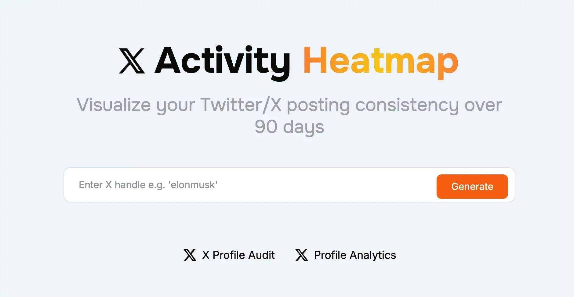 Enter X username to generate activity heatmap